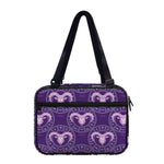Purple Aries Zodiac Pattern Print Double Strap Bible Bag