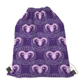 Purple Aries Zodiac Pattern Print Drawstring Bag