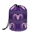 Purple Aries Zodiac Pattern Print Drawstring Makeup Bag