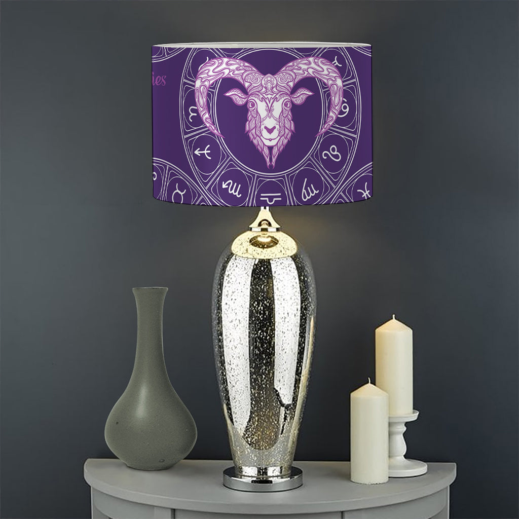 Purple Aries Zodiac Pattern Print Drum Lamp Shade
