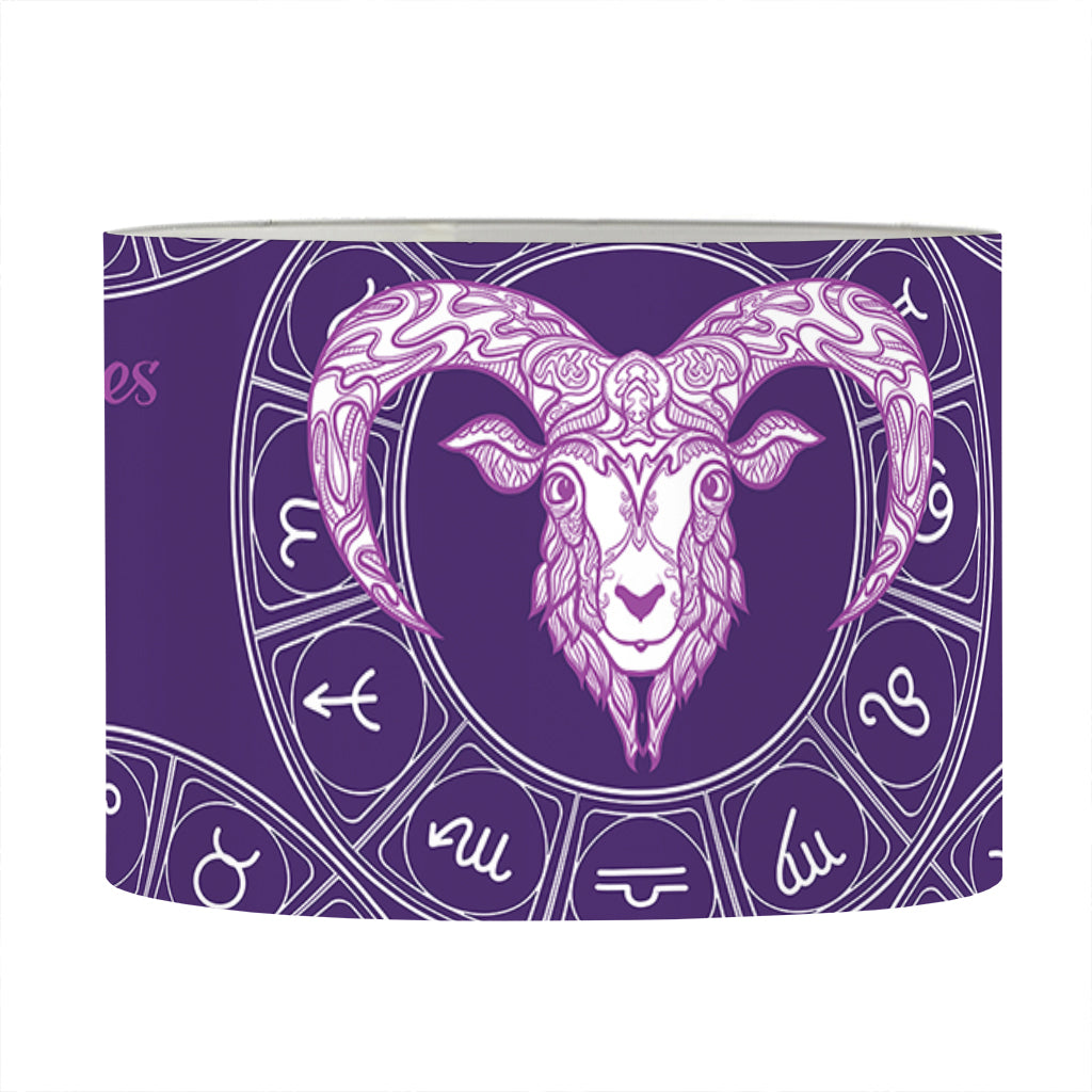 Purple Aries Zodiac Pattern Print Drum Lamp Shade