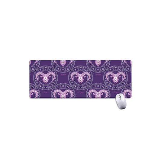 Purple Aries Zodiac Pattern Print Extended Mouse Pad