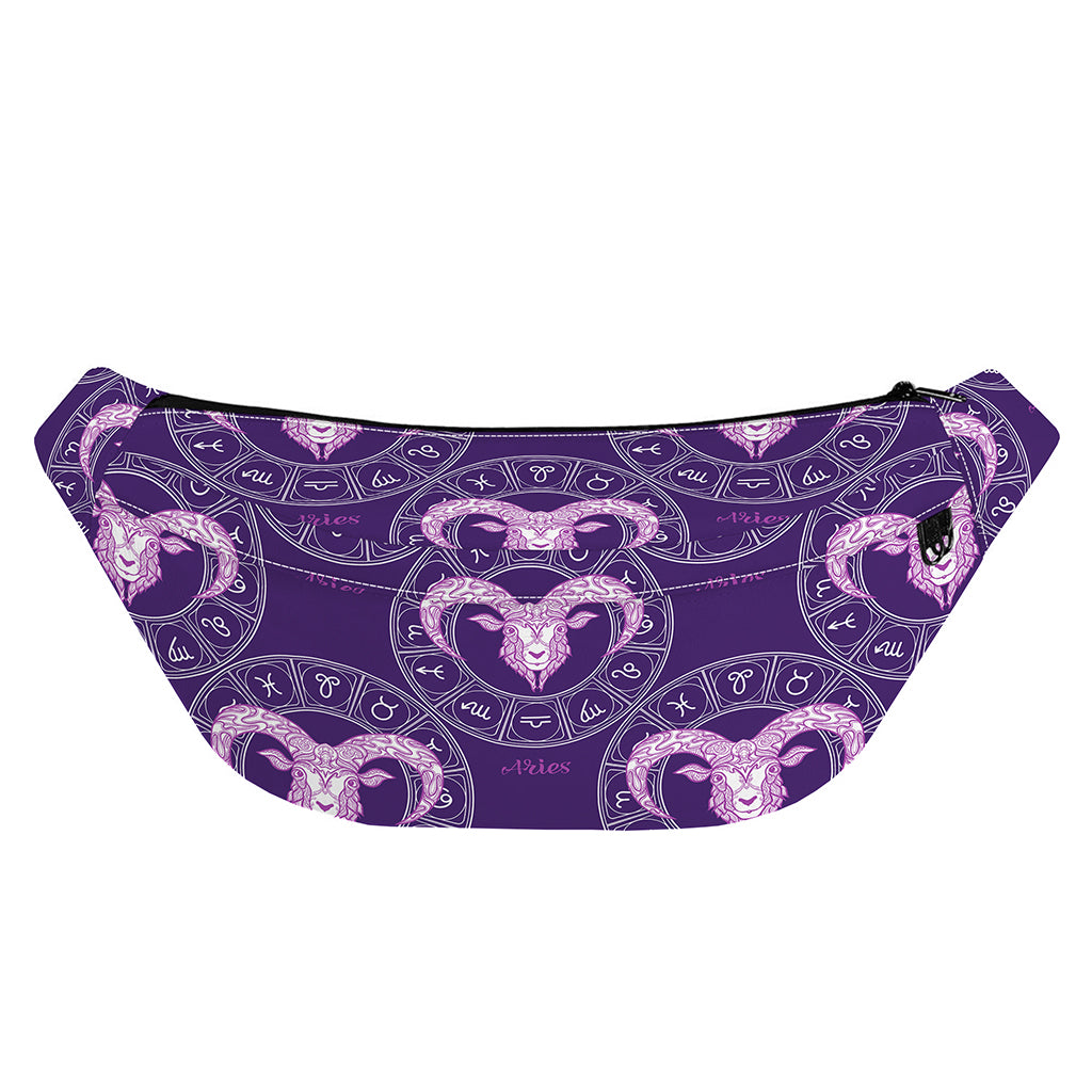 Purple Aries Zodiac Pattern Print Fanny Pack