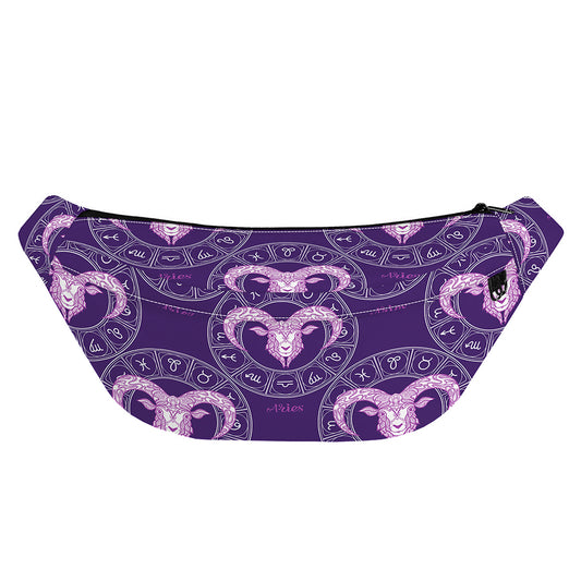 Purple Aries Zodiac Pattern Print Fanny Pack