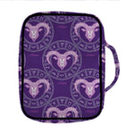 Purple Aries Zodiac Pattern Print Front Pocket Bible Bag