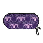 Purple Aries Zodiac Pattern Print Glasses Case