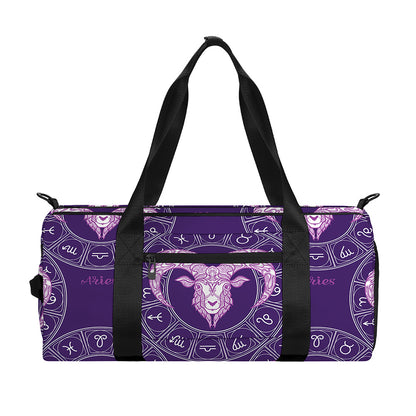 Purple Aries Zodiac Pattern Print Gym Bag