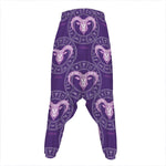Purple Aries Zodiac Pattern Print Hammer Pants