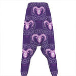 Purple Aries Zodiac Pattern Print Hammer Pants