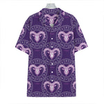 Purple Aries Zodiac Pattern Print Hawaiian Shirt