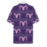 Purple Aries Zodiac Pattern Print Hawaiian Shirt