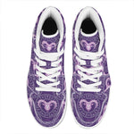 Purple Aries Zodiac Pattern Print High Top Leather Sneakers
