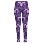 Purple Aries Zodiac Pattern Print High-Waisted Pocket Leggings