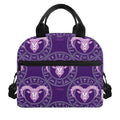 Purple Aries Zodiac Pattern Print Insulated Lunch Bag