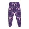 Purple Aries Zodiac Pattern Print Jogger Pants