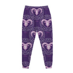 Purple Aries Zodiac Pattern Print Jogger Pants