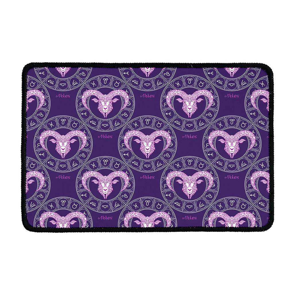 Purple Aries Zodiac Pattern Print Kitchen Mat