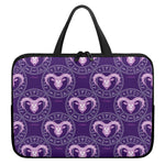 Purple Aries Zodiac Pattern Print Laptop Sleeve With Handle