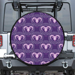 Purple Aries Zodiac Pattern Print Leather Spare Tire Cover