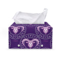 Purple Aries Zodiac Pattern Print Leather Tissue Box Cover
