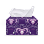 Purple Aries Zodiac Pattern Print Leather Tissue Box Cover