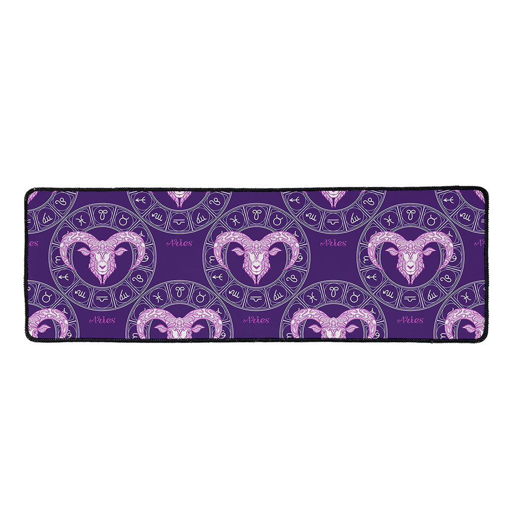 Purple Aries Zodiac Pattern Print Long Kitchen Mat