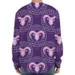 Purple Aries Zodiac Pattern Print Long Sleeve Baseball Jersey