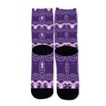 Purple Aries Zodiac Pattern Print Long Socks