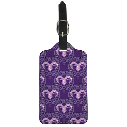 Purple Aries Zodiac Pattern Print Luggage Tag