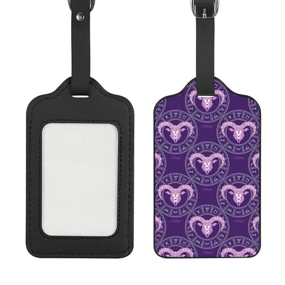 Purple Aries Zodiac Pattern Print Luggage Tag