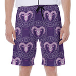 Purple Aries Zodiac Pattern Print Men's Beach Shorts