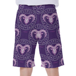 Purple Aries Zodiac Pattern Print Men's Beach Shorts