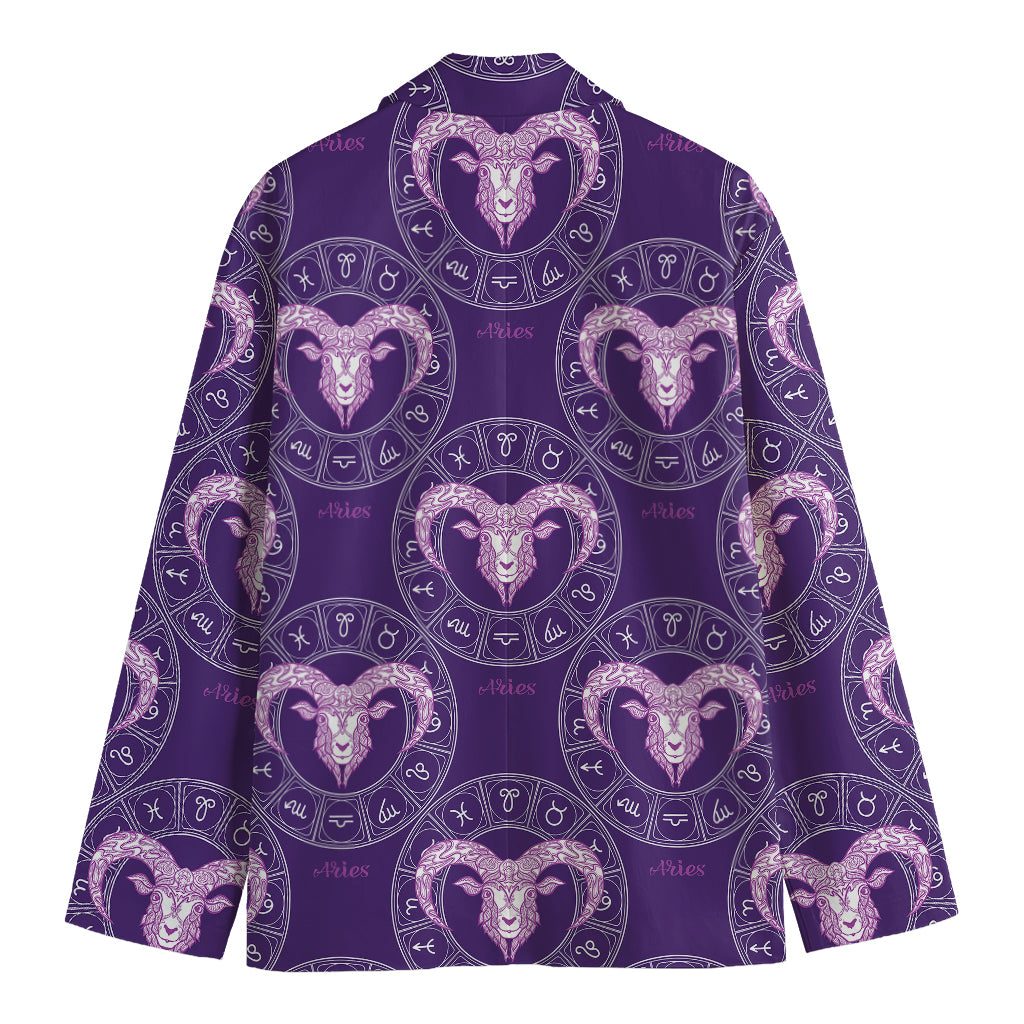Purple Aries Zodiac Pattern Print Men's Blazer