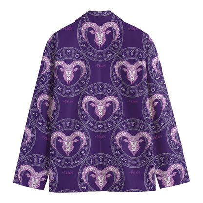 Purple Aries Zodiac Pattern Print Men's Blazer