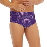 Purple Aries Zodiac Pattern Print Men's Briefs