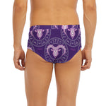 Purple Aries Zodiac Pattern Print Men's Briefs