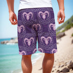 Purple Aries Zodiac Pattern Print Men's Cargo Shorts