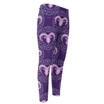 Purple Aries Zodiac Pattern Print Men's Compression Pants