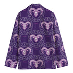 Purple Aries Zodiac Pattern Print Men's Cotton Blazer