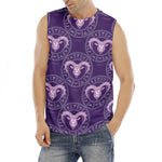 Purple Aries Zodiac Pattern Print Men's Fitness Tank Top