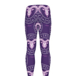 Purple Aries Zodiac Pattern Print Men's leggings