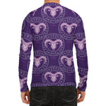 Purple Aries Zodiac Pattern Print Men's Long Sleeve Rash Guard