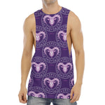 Purple Aries Zodiac Pattern Print Men's Muscle Tank Top
