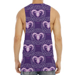 Purple Aries Zodiac Pattern Print Men's Muscle Tank Top