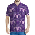 Purple Aries Zodiac Pattern Print Men's Polo Shirt