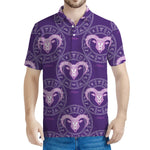 Purple Aries Zodiac Pattern Print Men's Polo Shirt
