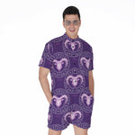Purple Aries Zodiac Pattern Print Men's Rompers