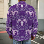 Purple Aries Zodiac Pattern Print Men's Shirt Jacket