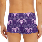 Purple Aries Zodiac Pattern Print Men's Short Boxer Briefs