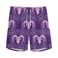 Purple Aries Zodiac Pattern Print Men's Athletic Shorts